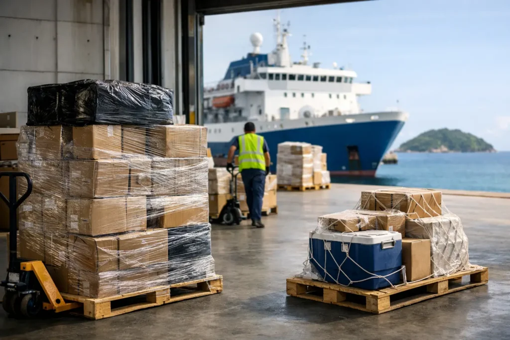 Goederen consolideren voor eilandverzending